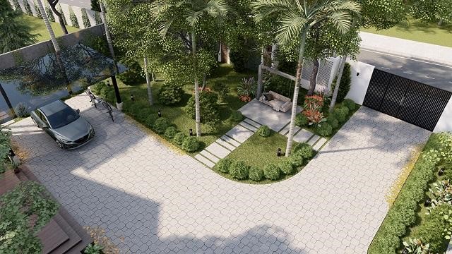 mẫu thiết kế sân vườn biệt thự số 9