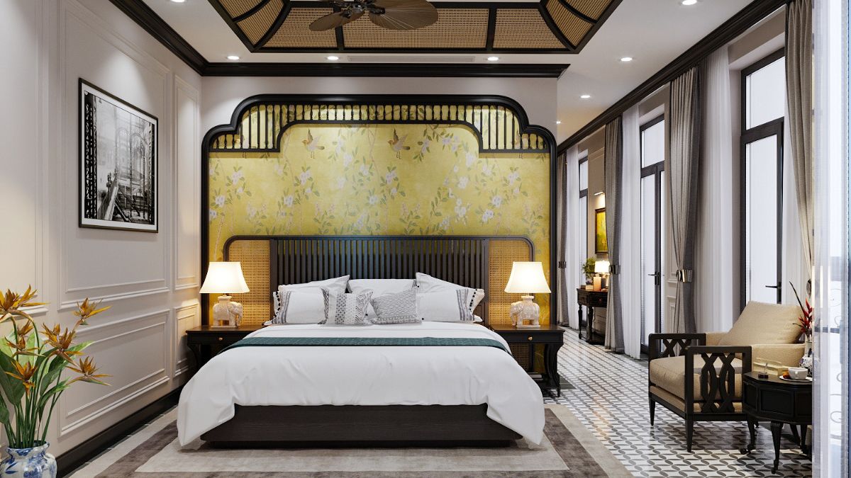 Phòng ngủ phong cách thiết kế Indochine