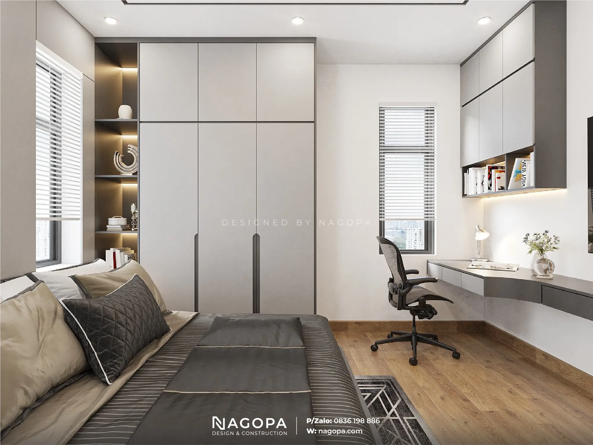 nội thất phòng ngủ 1 biệt thự chú toàn tân uyên nagopa 1