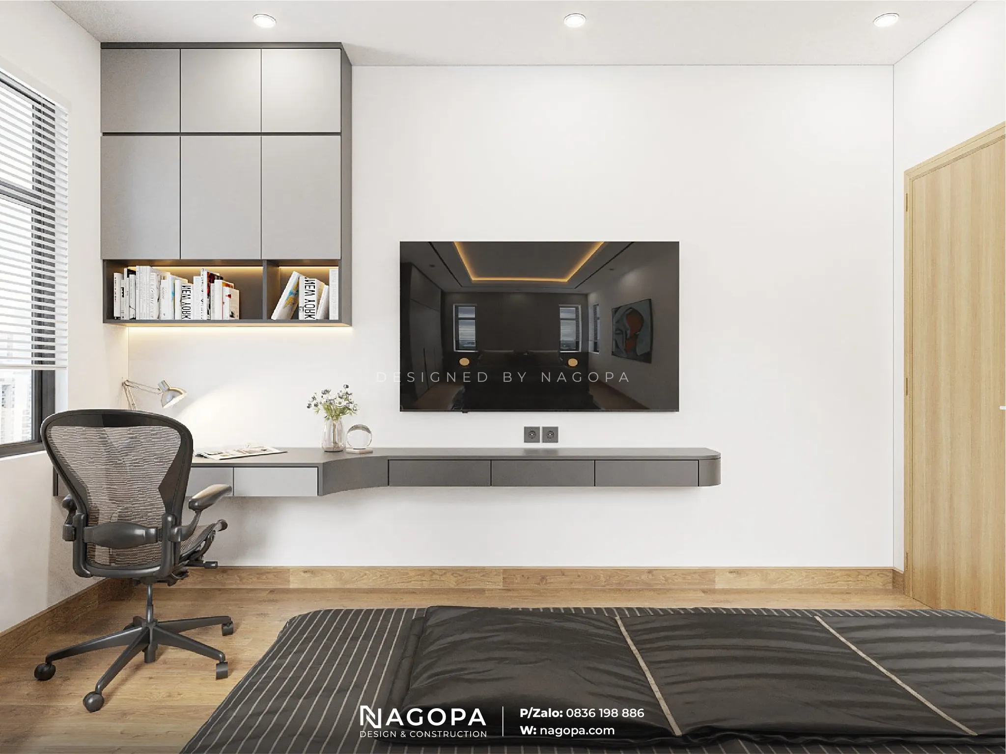 nội thất phòng ngủ 1 biệt thự chú toàn tân uyên nagopa 2