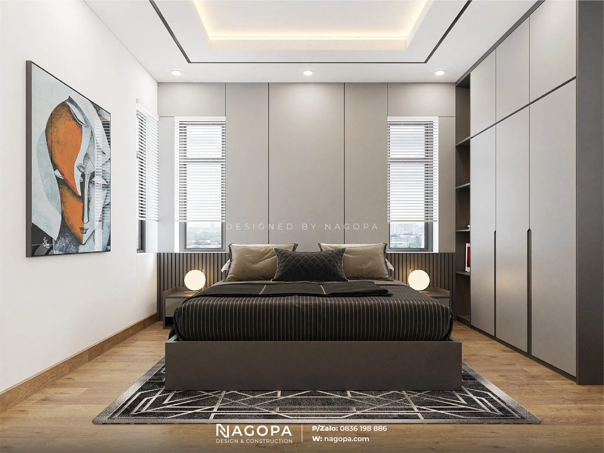 nội thất phòng ngủ 1 biệt thự chú toàn tân uyên nagopa
