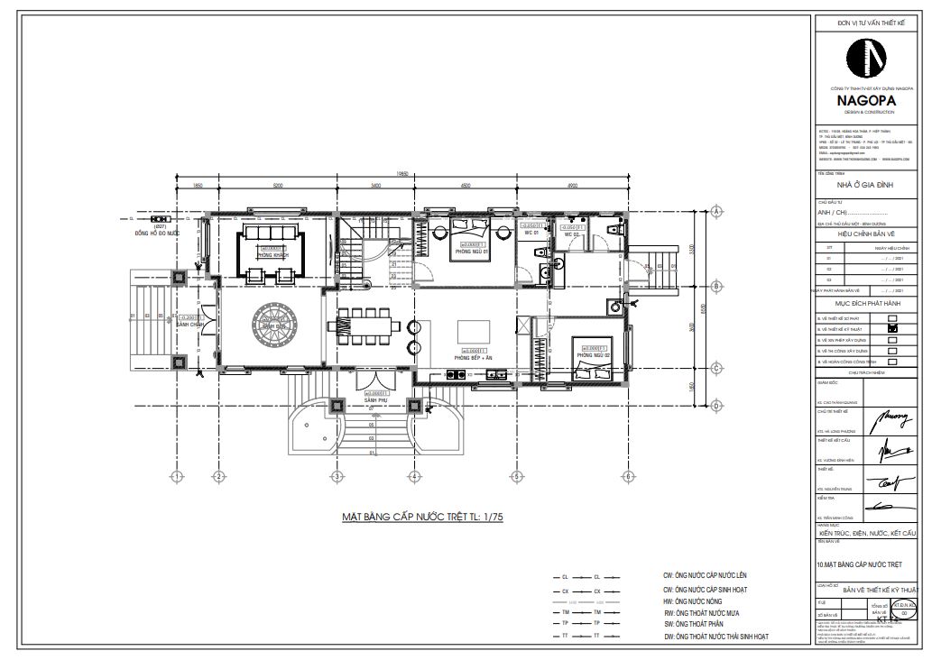 bản vẽ mặt bằng cấp nước hồ sơ thiết kế biệt thự