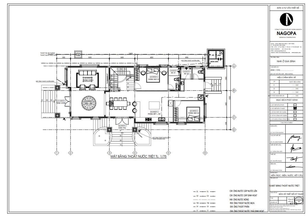 bản vẽ mặt bằng thoát nước hồ sơ thiết kế biệt thự