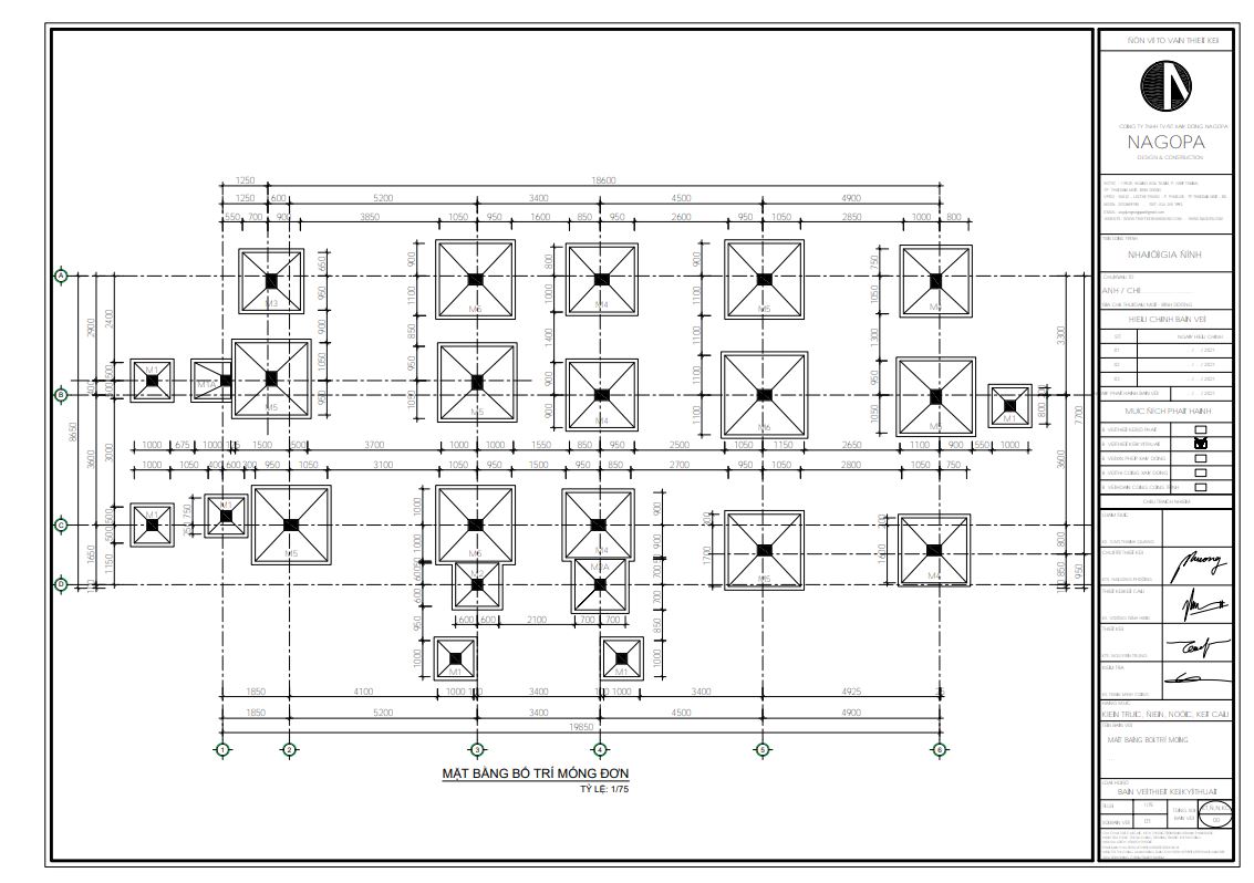 bản vẽ móng hồ sơ thiết kế biệt thự 2 tầng