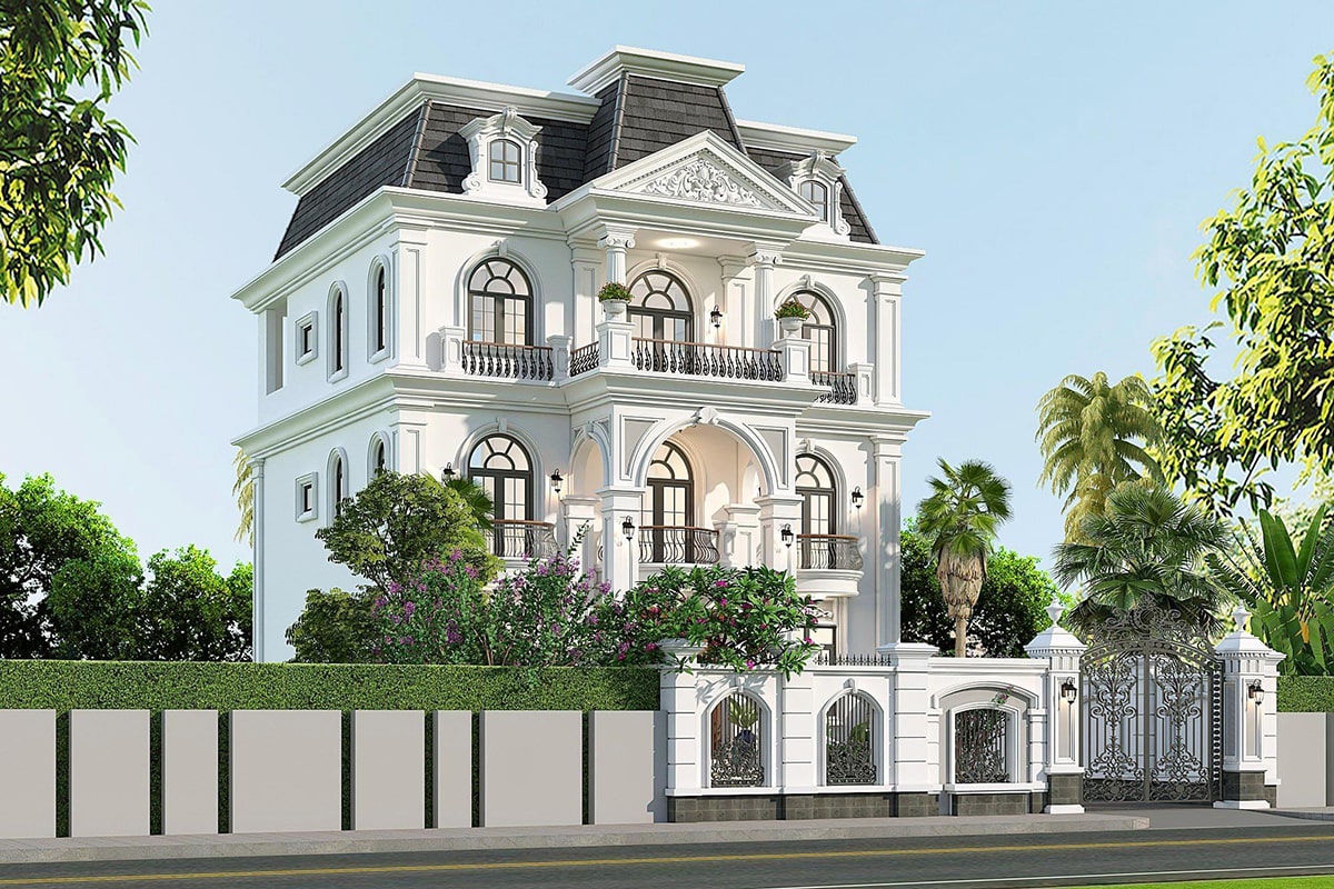biệt thự 3 tầng mái mansard mặt tiền 10m 1