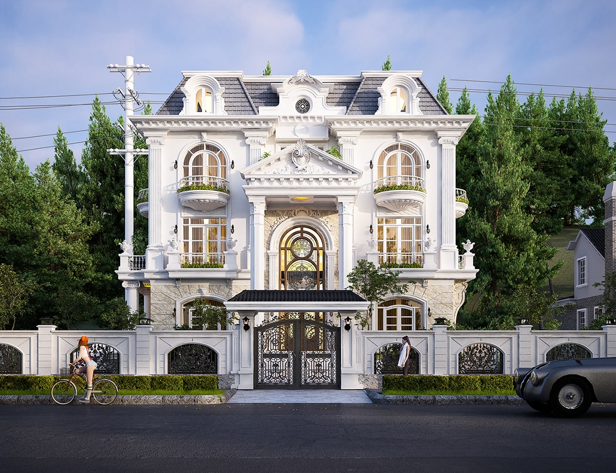 biệt thự mái mansard 4 tầng mặt tiền 12m 1
