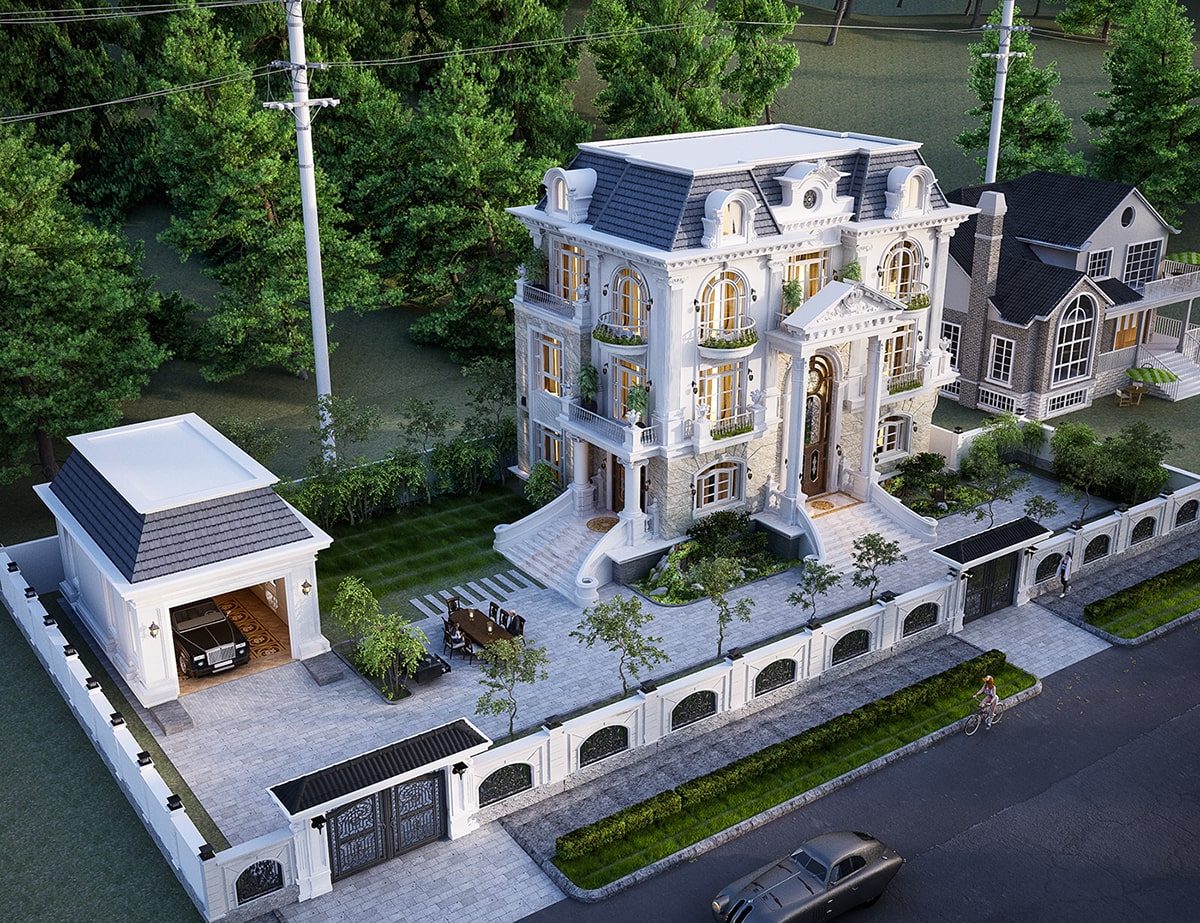 biệt thự mái mansard 4 tầng mặt tiền 12m 3
