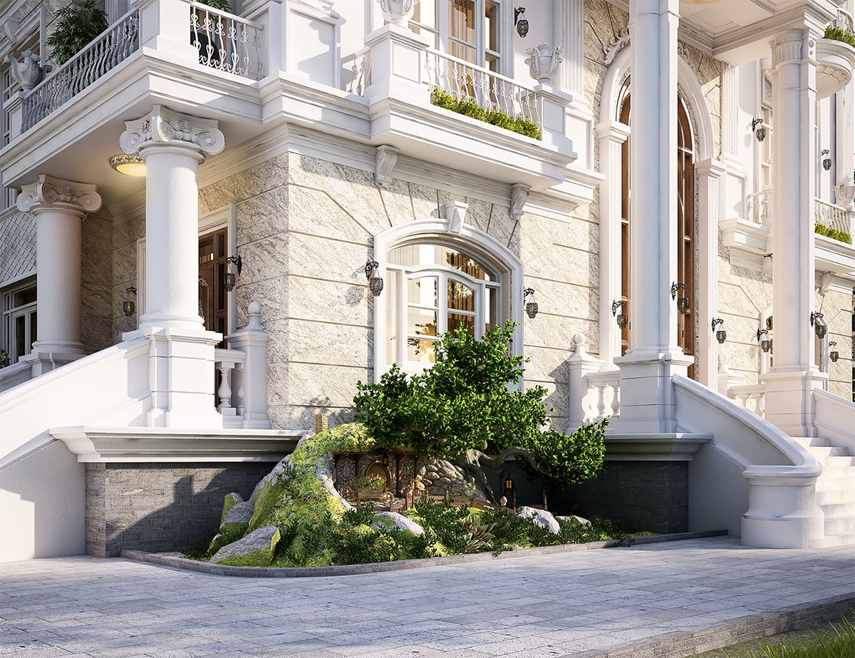 biệt thự mái mansard 4 tầng mặt tiền 12m