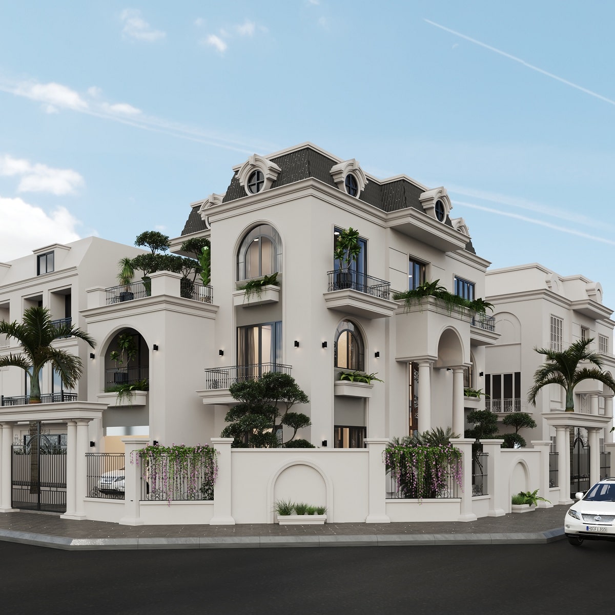 biệt thự mái mansard lô góc 3 tầng 1