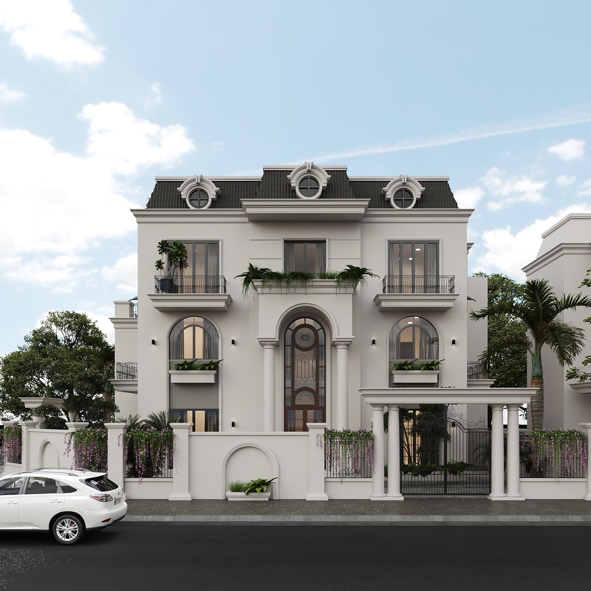 biệt thự mái mansard lô góc 3 tầng 2