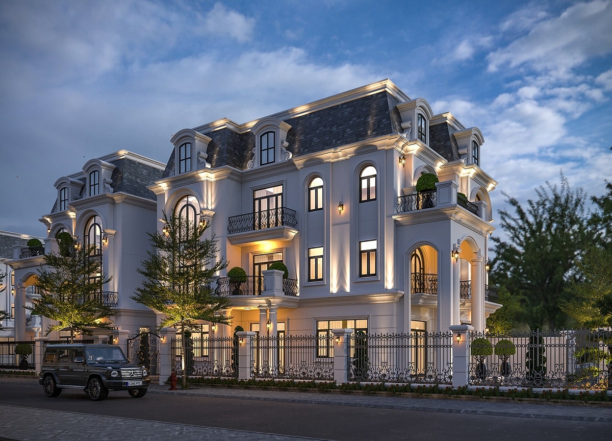 biệt thự mái mansard tân cổ điển 2 mặt tiền