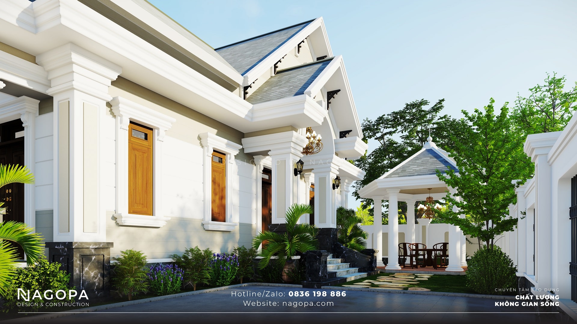 biệt thự mái thái diện tích 9x16 nhà 1 tầng 3