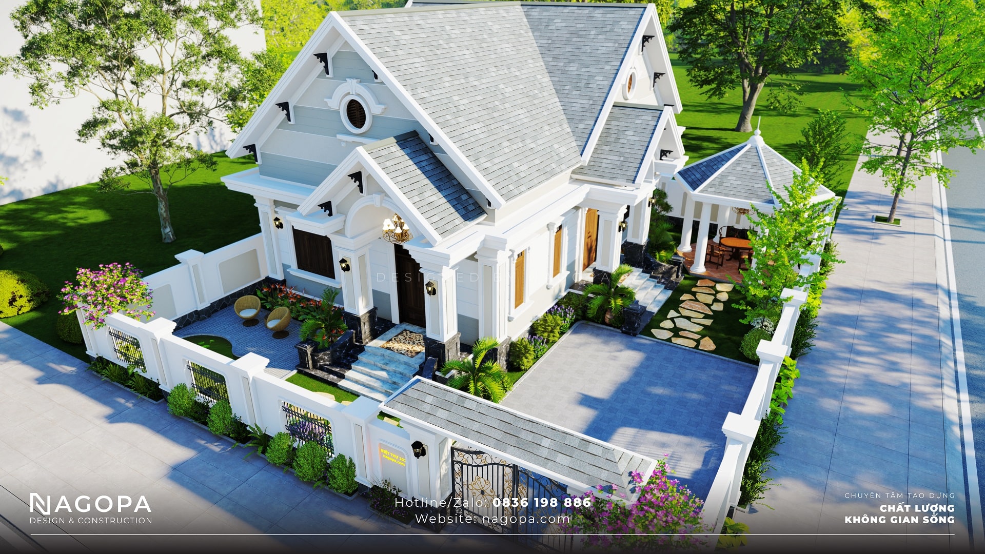 biệt thự mái thái diện tích 9x16 nhà 1 tầng 5