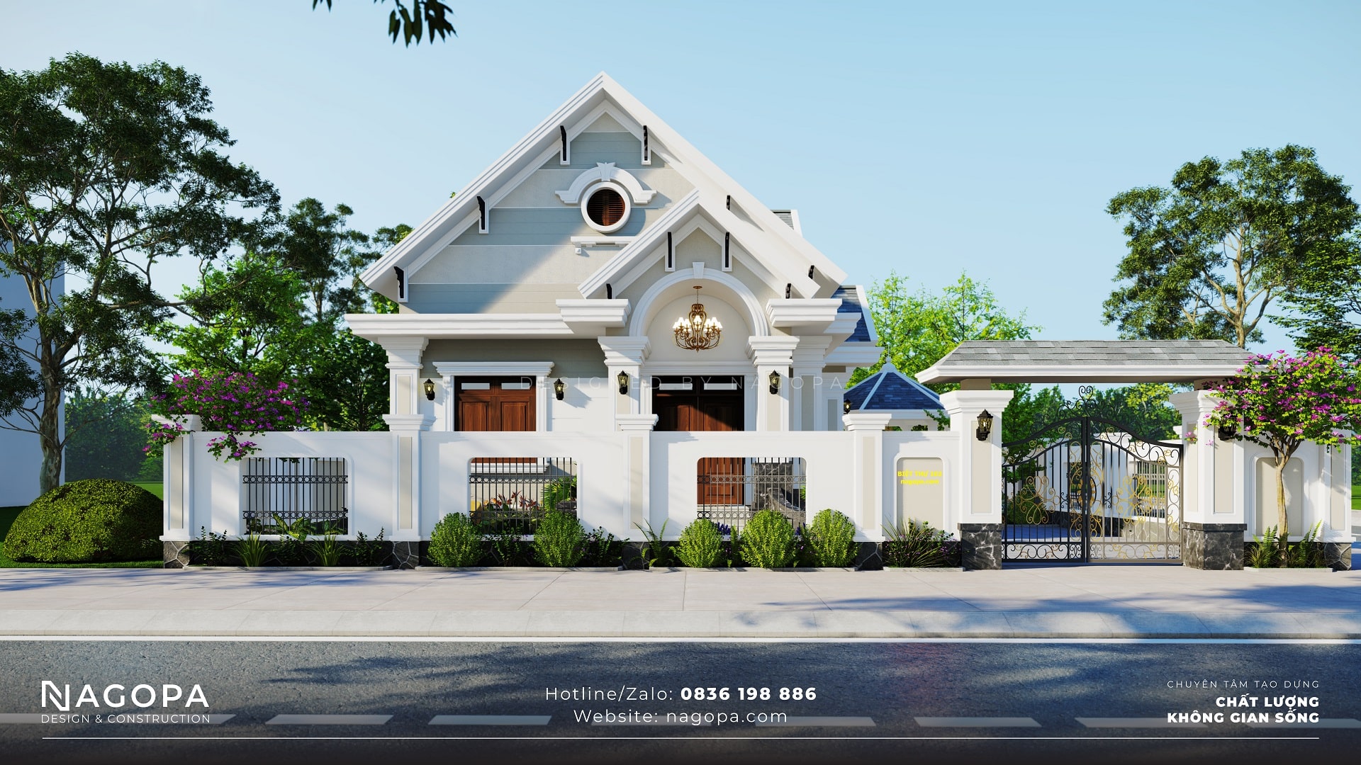 biệt thự mái thái diện tích 9x16 nhà 1 tầng