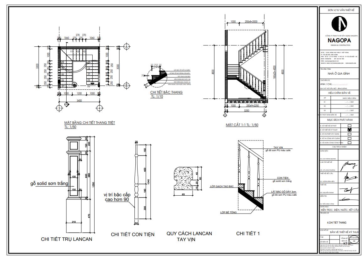 chi tiết bản vẽ cầu thang hồ sơ thiết kế biệt thự