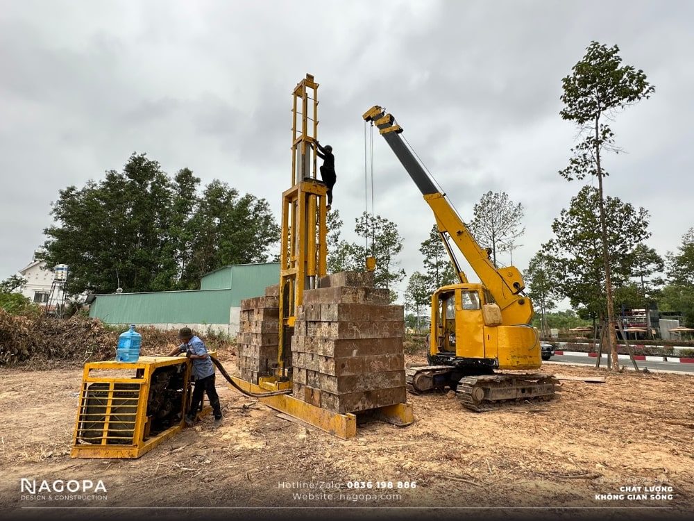 công tác ép cọc công trình anh quang bến cát bình dương