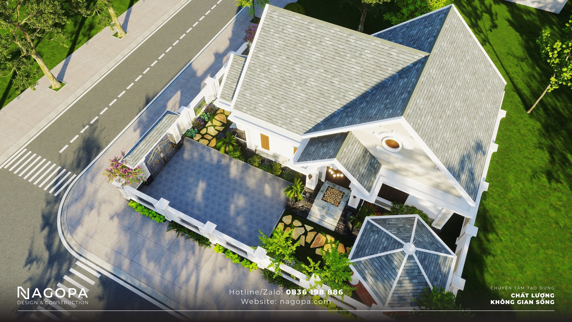 biệt thự mái thái diện tích 9x16 nhà 1 tầng 1