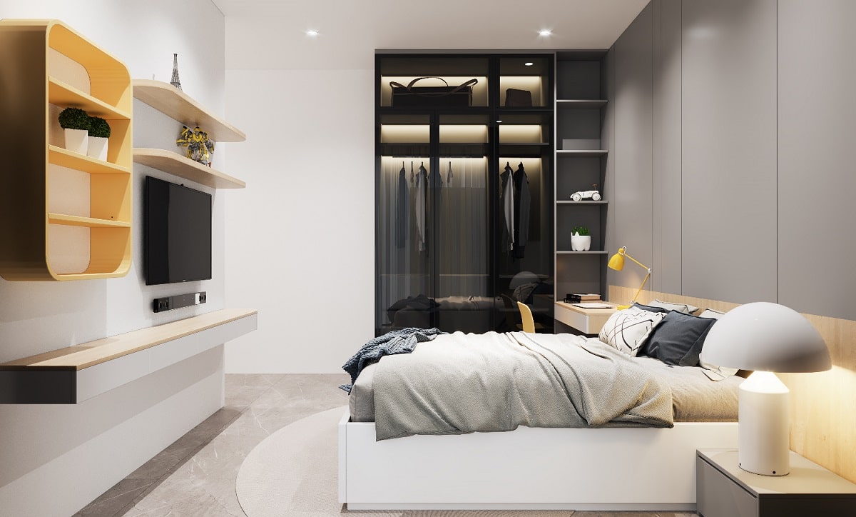 gợi ý nội thất phòng ngủ nhà 1 tầng mái thái 7,5x20m 1