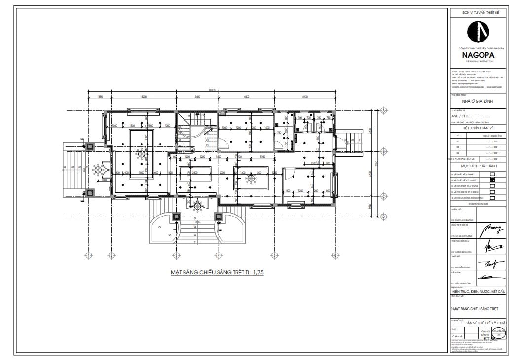 mặt bằng bản vẽ chiếu sáng của biệt thự