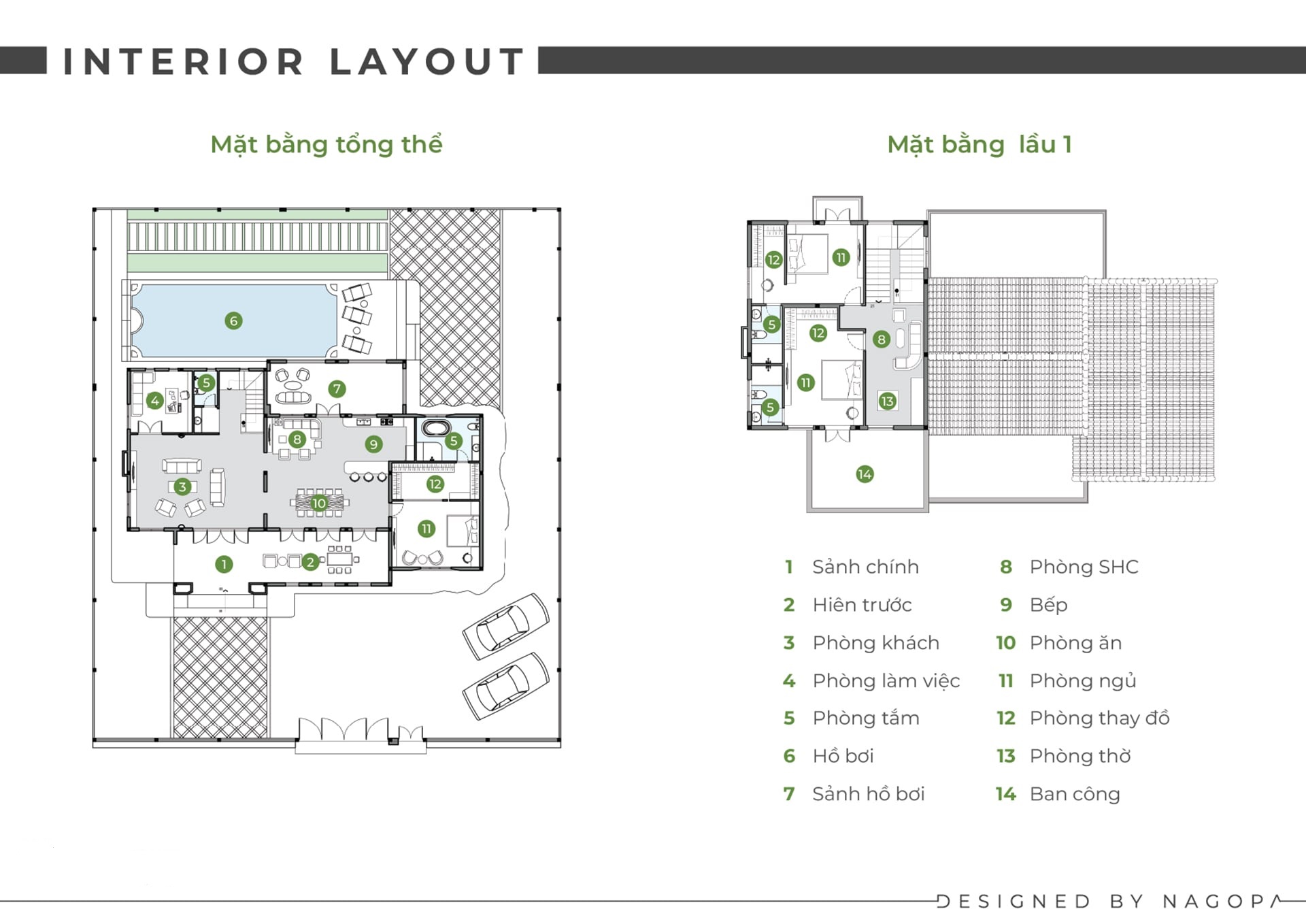 mặt bằng công năng biệt thự 2 tầng nhà vườn địa trung hải go2310
