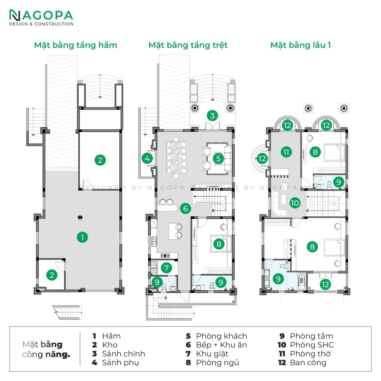 Mặt bằng công năng biệt thự 2Minh's House tại Phước Long GO2209
