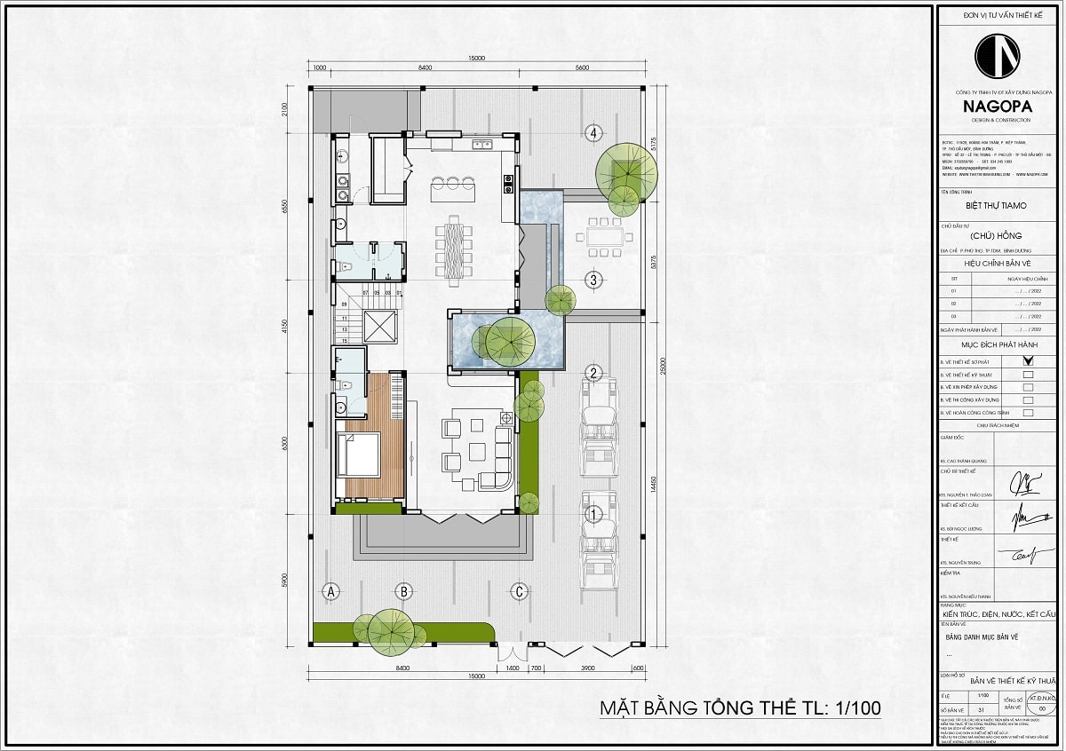 mặt bằng tổng thể biệt thự hiện đại 3 tầng gia đình chú hồng tại thủ dầu một