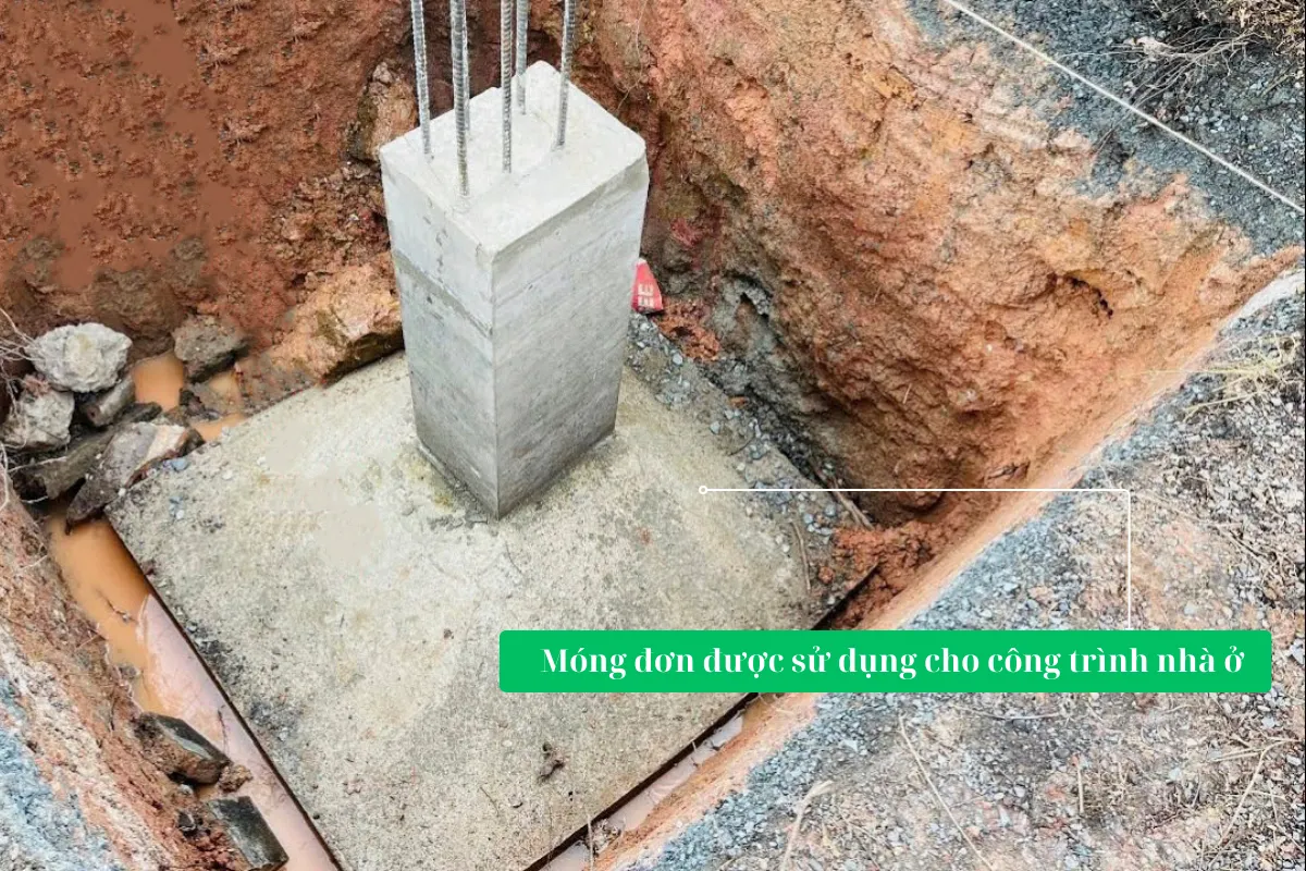 móng đơn được sử dụng trong công trình nhà cấp 4