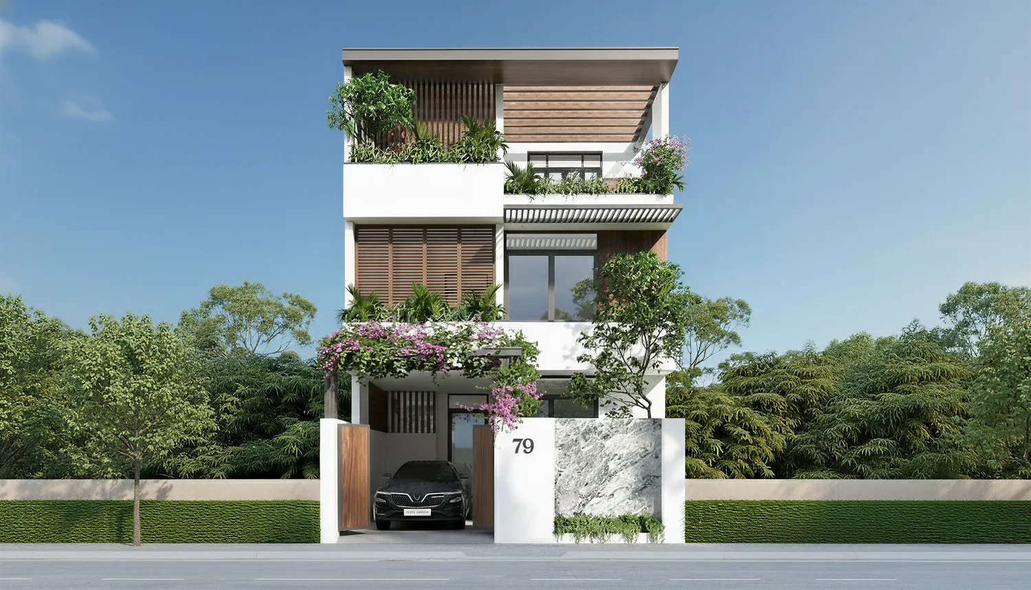 Nhà 3 tầng hiện đại mặt tiền 7m