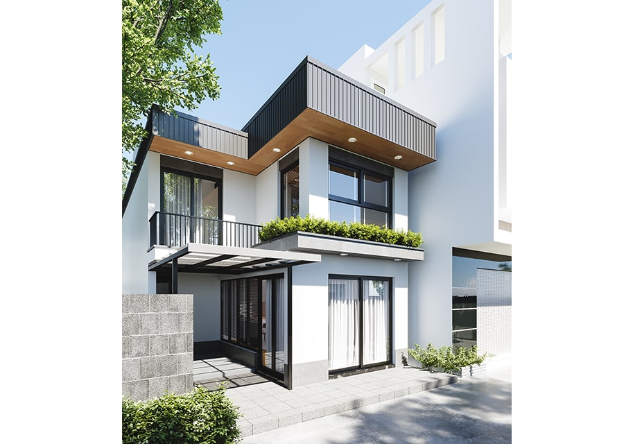 nhà phố 7m chữ l mang phong cách hiện đại