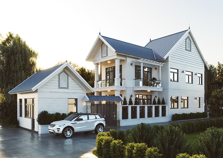 nhà phố mặt tiền 7m kiến trúc mái thái