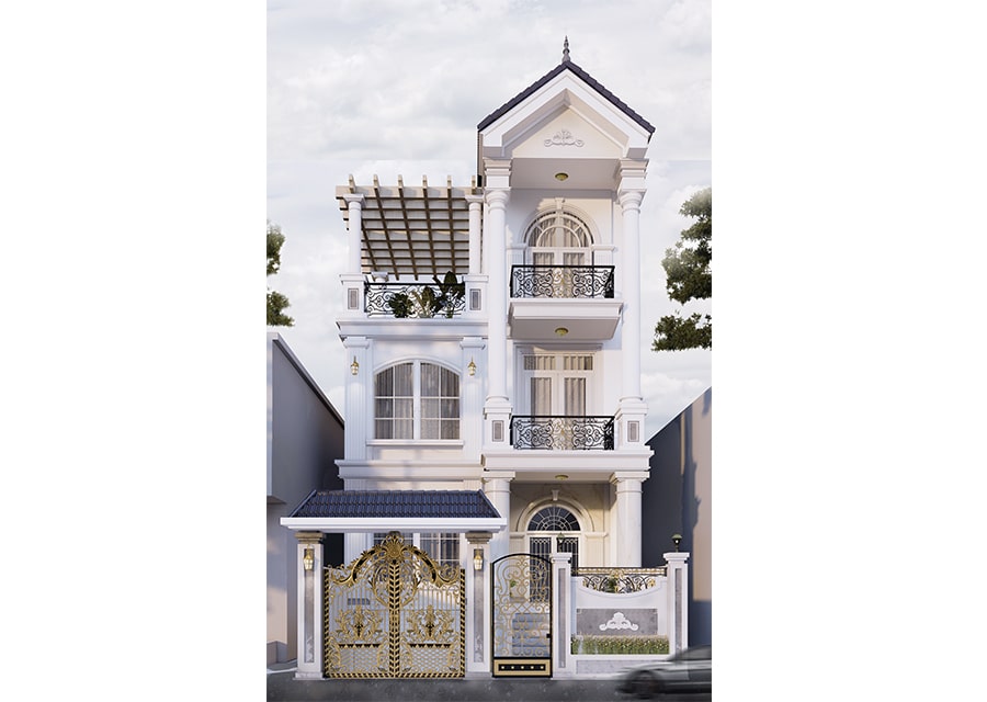 nhà tân cổ điển có chiều rộng 7m cao 3 tầng 1