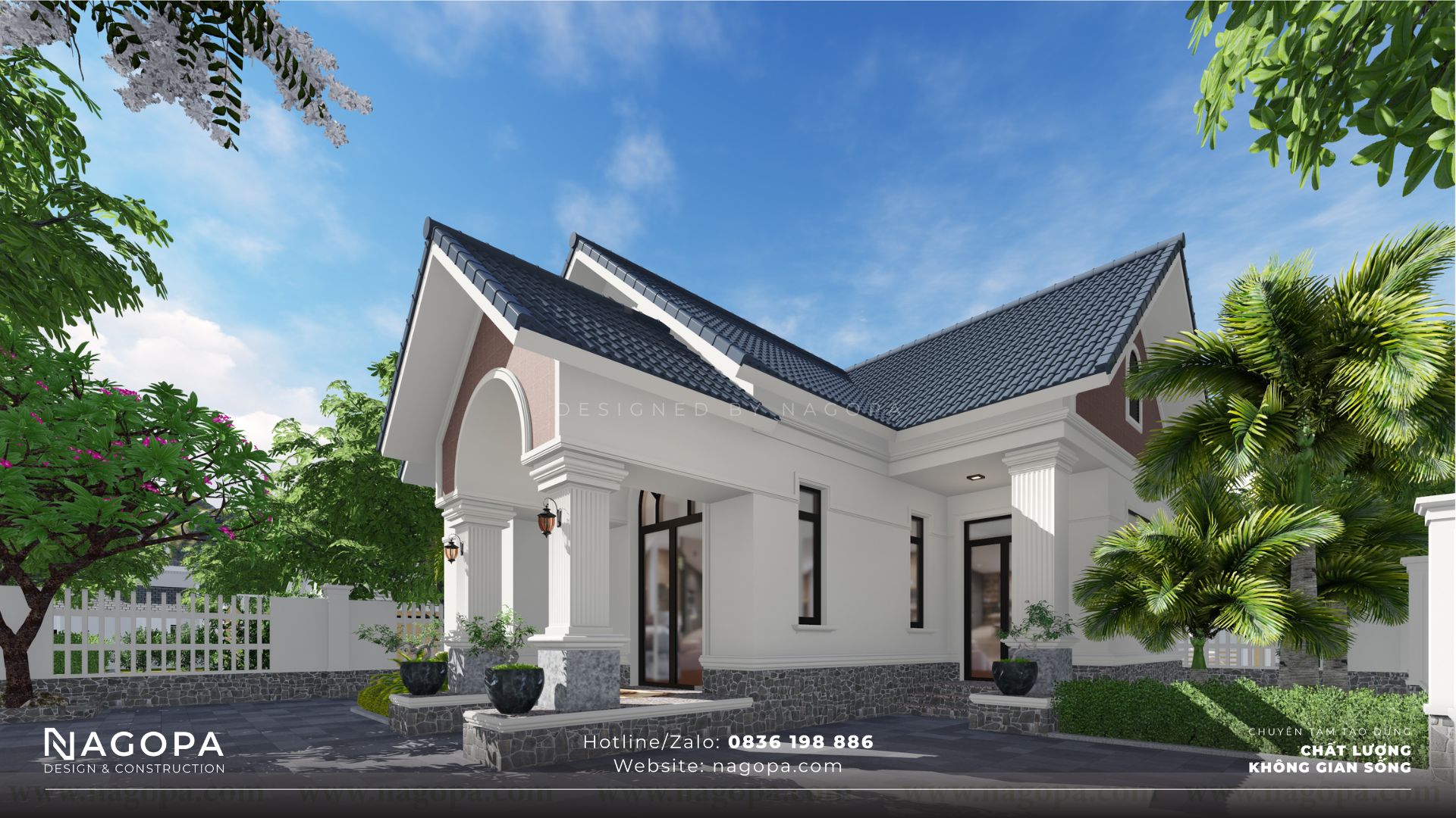 nhà vườn 1 tầng 110m2 mái thái go2419 3