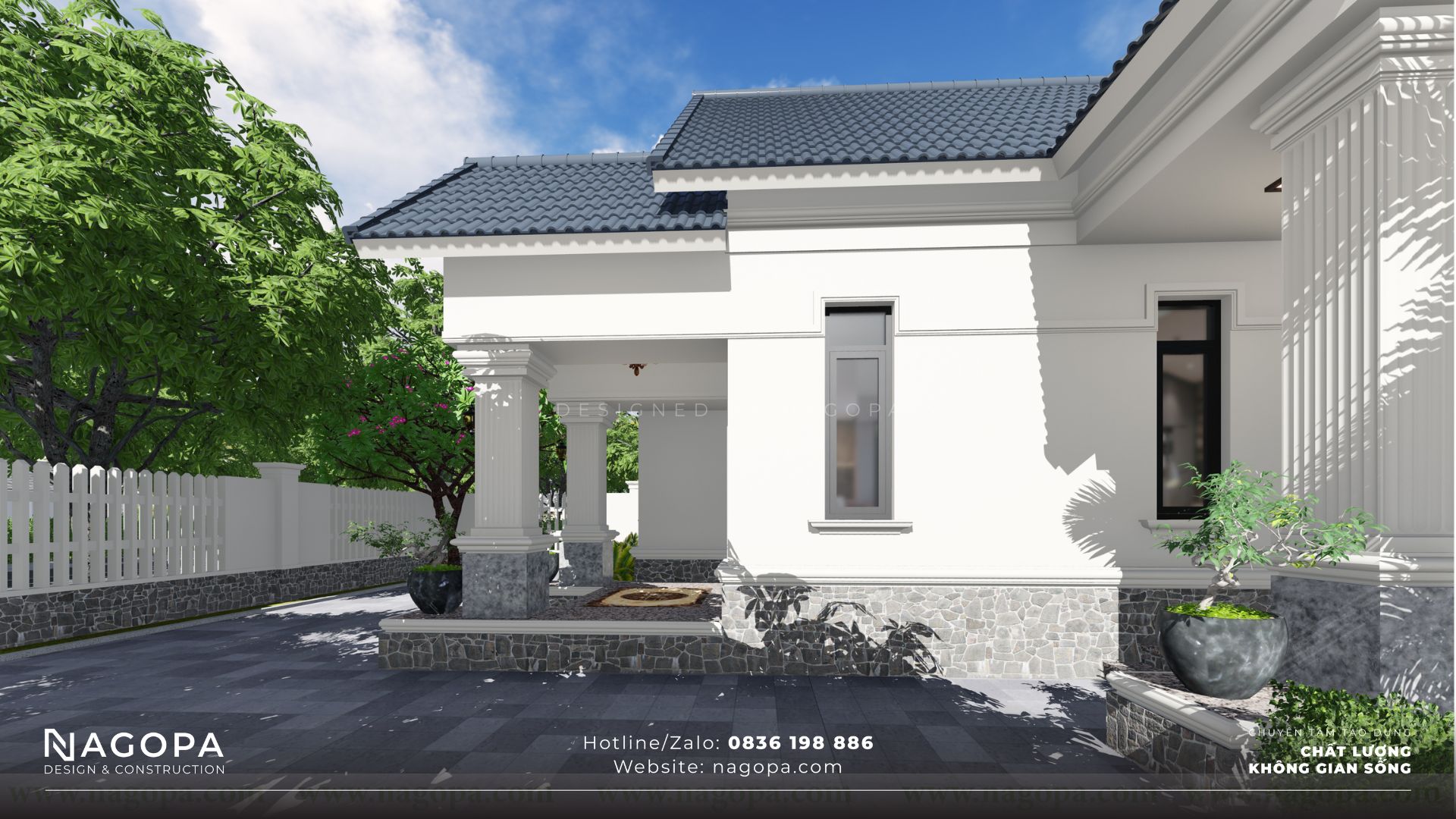 nhà vườn 1 tầng 110m2 mái thái go2419 6