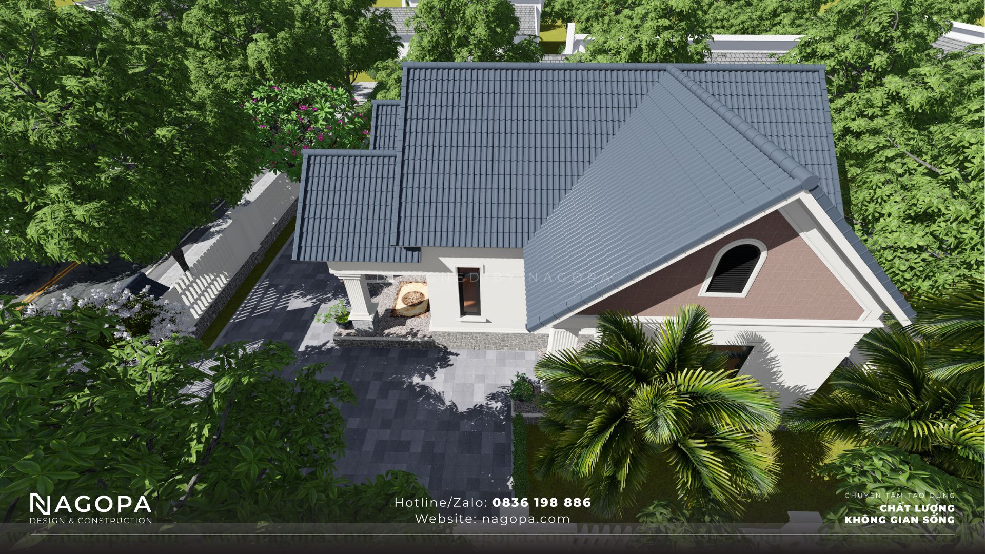 nhà vườn 1 tầng 110m2 mái thái go2419 8