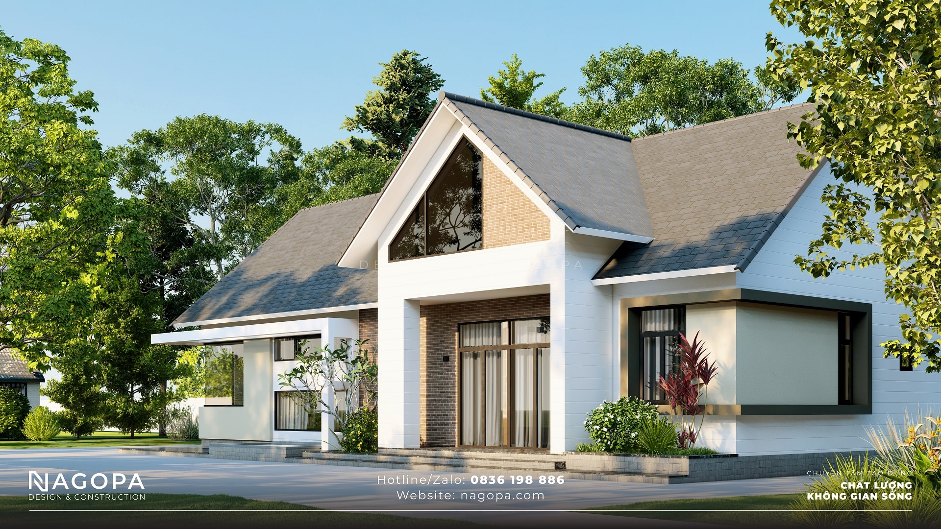 L’s home – Nhà vườn 1 tầng 180m2 kiến trúc kiểu mỹ | GO2311