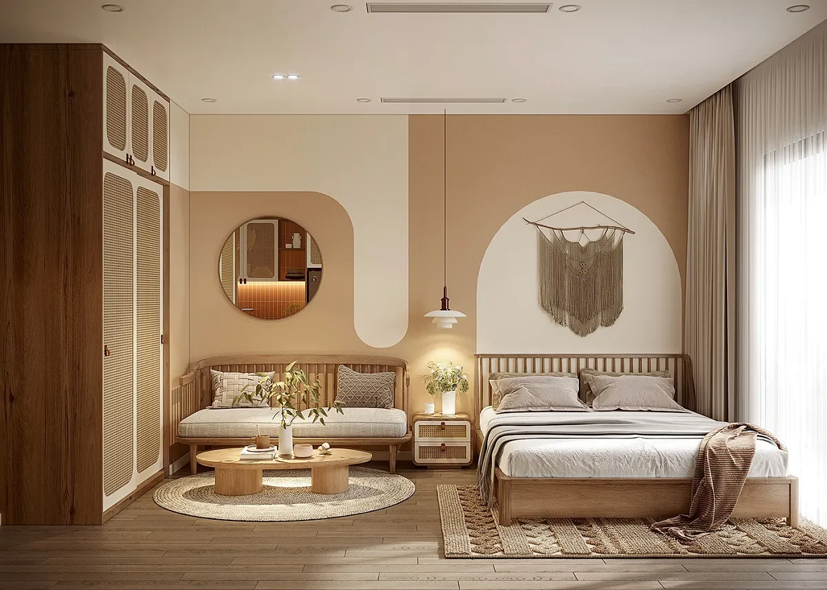 phòng ngủ phong cách wabisabi