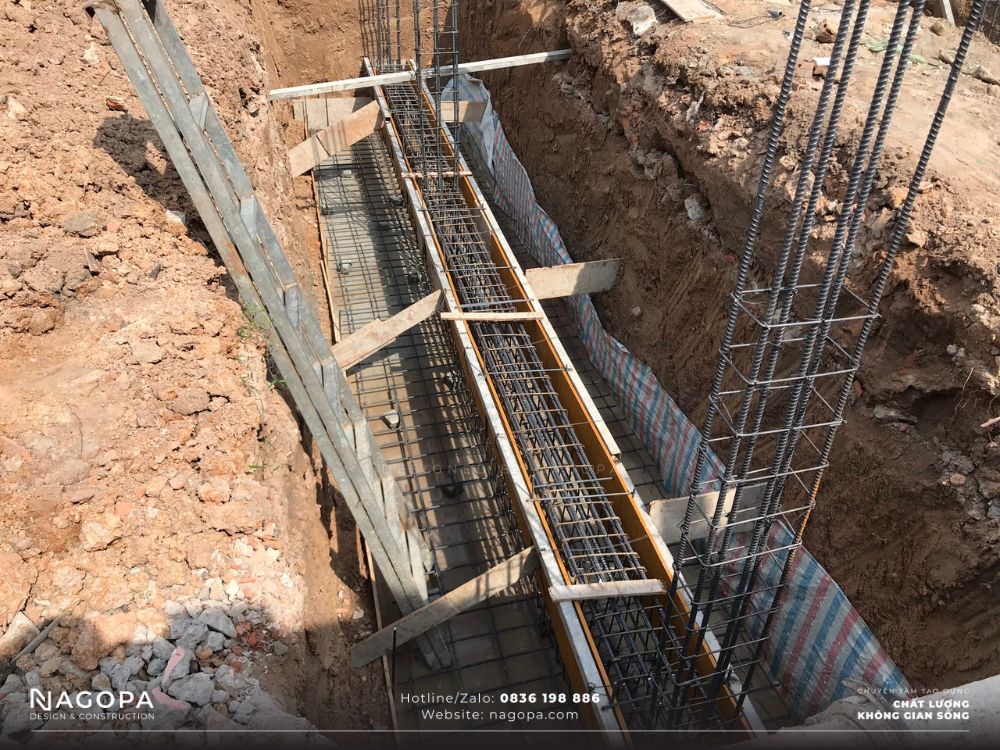 thi công móng băng nhà phố 3 tầng thủ dầu một gia đình chị sương