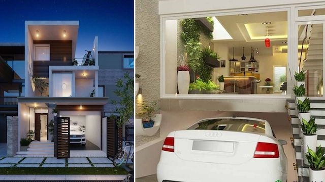 thiết kế garage ô tô trong nhà phố