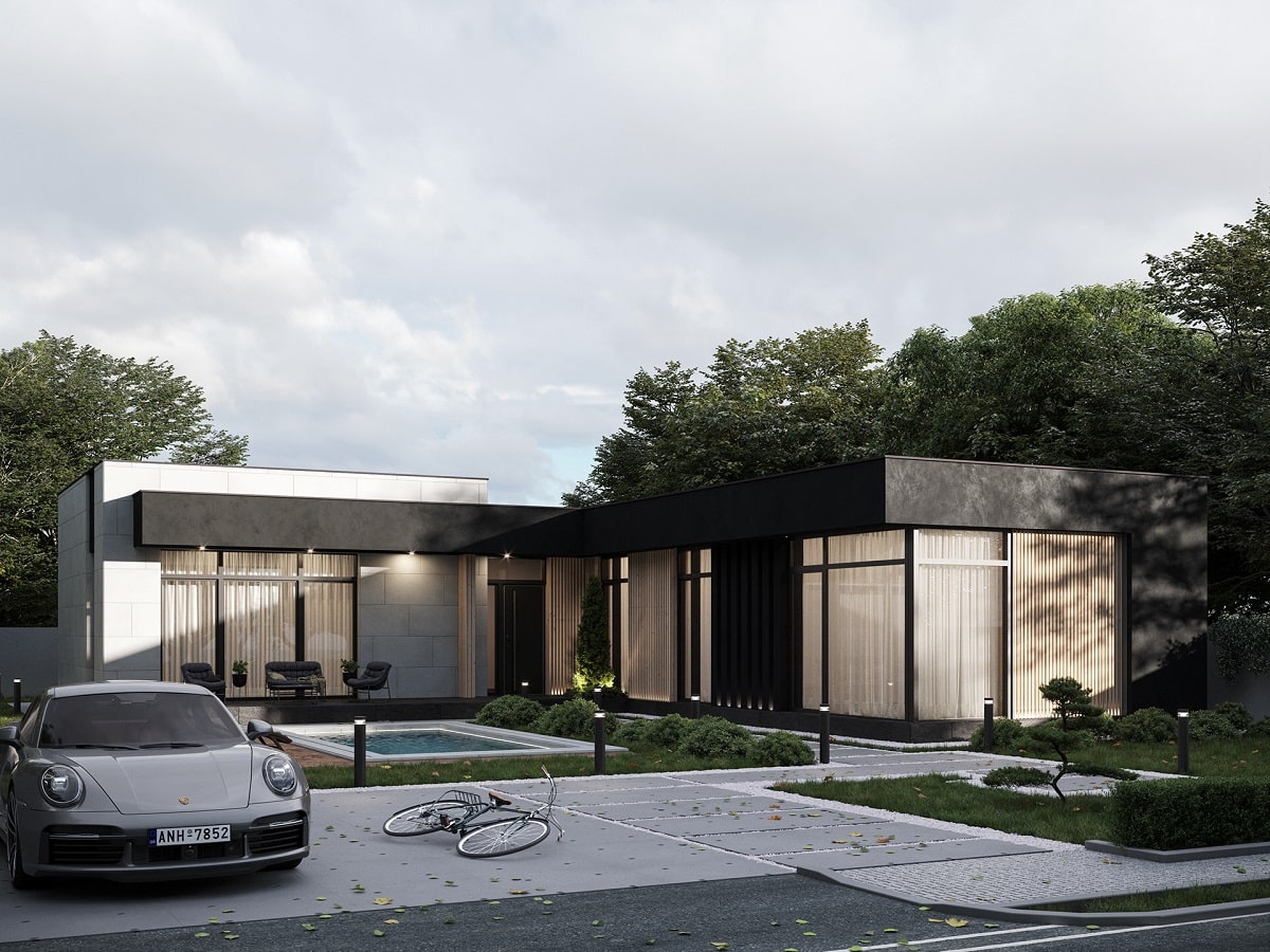 biệt thự hiện đại mái bằng 1 tầng 1