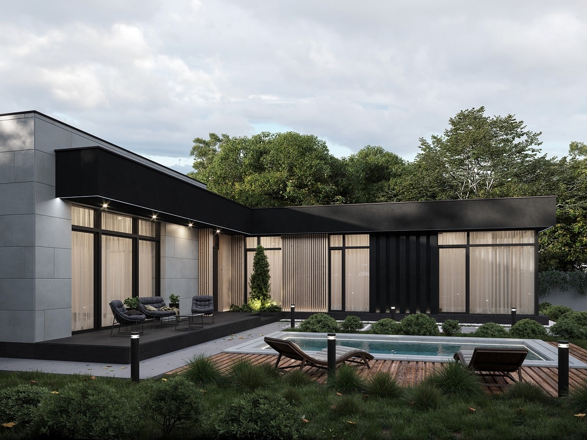 biệt thự hiện đại mái bằng 1 tầng