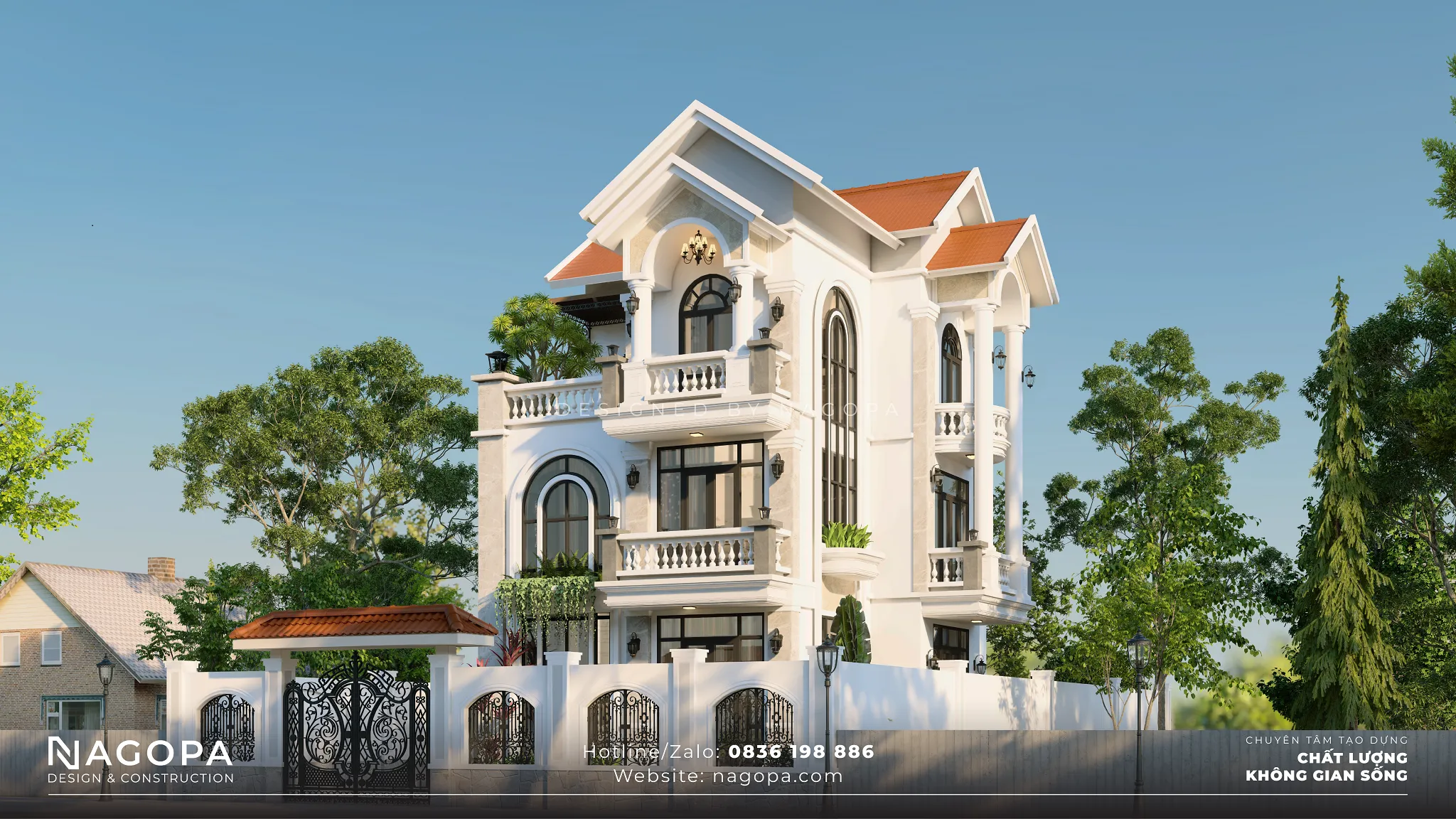 Biệt thự tân cổ điển 3 tầng mặt tiền 8m GO2422 1