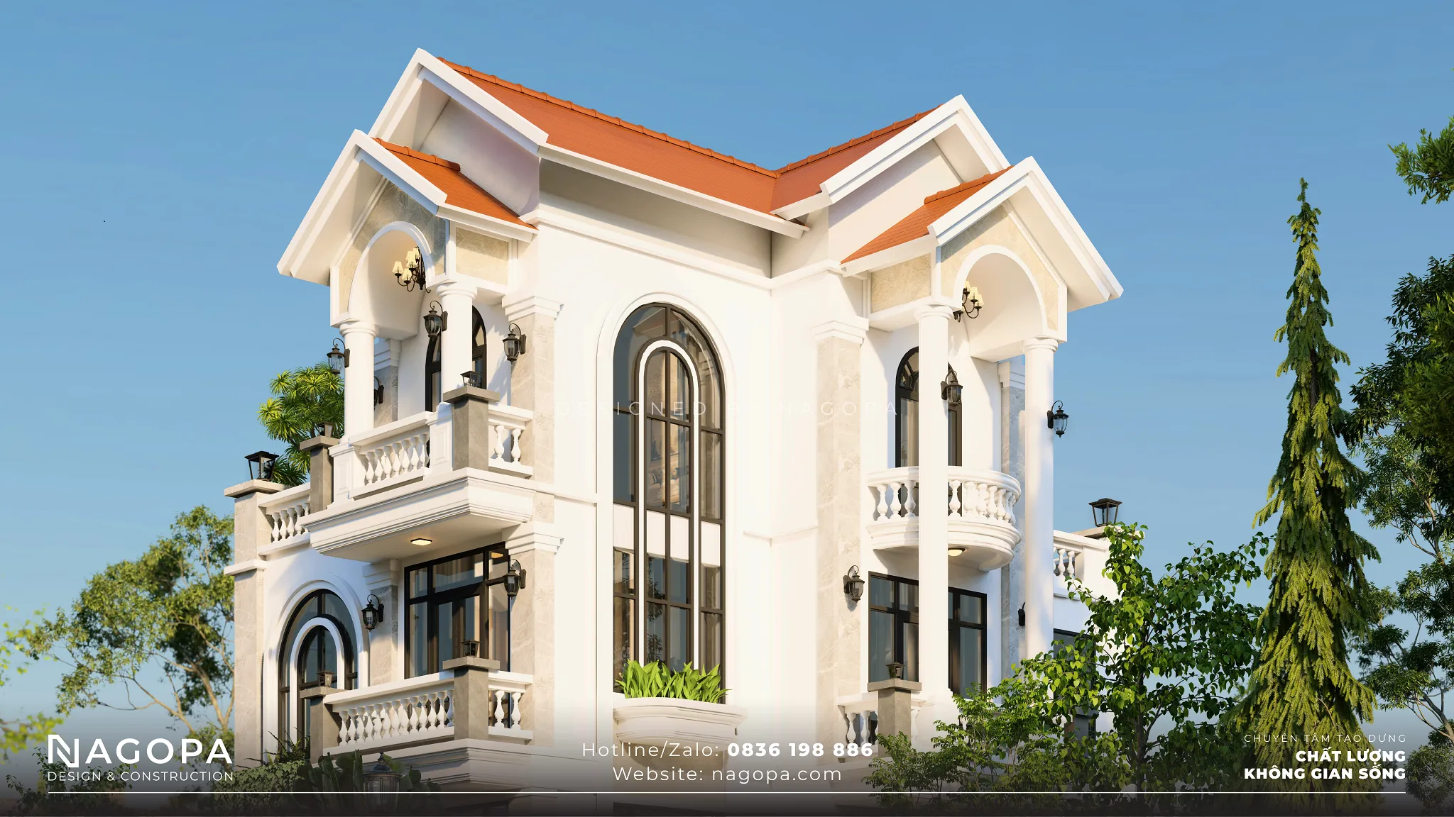 Biệt thự tân cổ điển 3 tầng mặt tiền 8m GO2422 2
