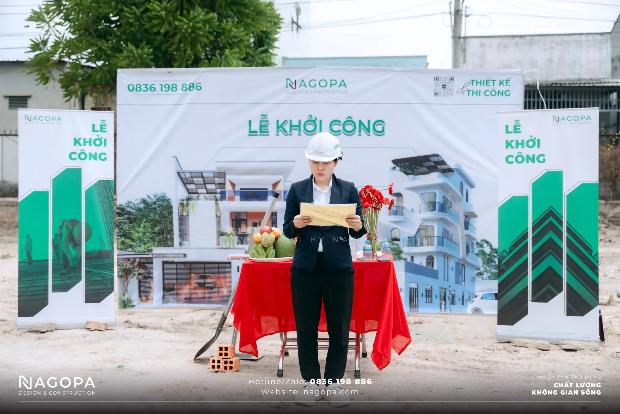 gia đình tham gia cúng động thổ