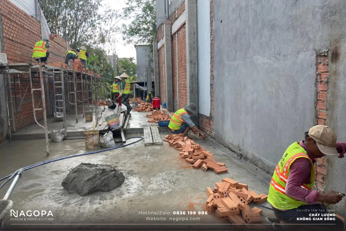 hạng mục thi công xây tường tầng trệt anhs house tại phú hòa thủ dầu một