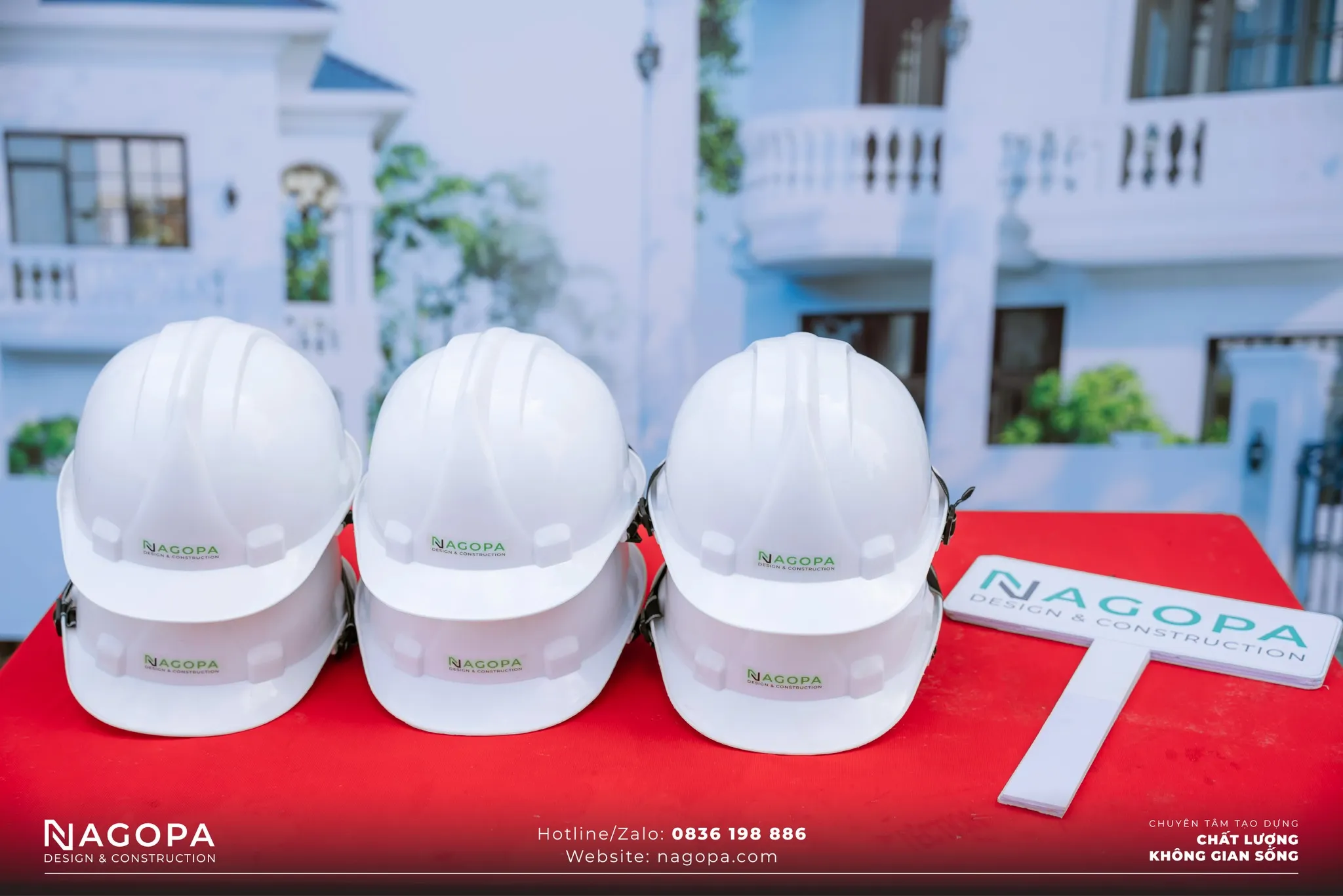 hình ảnh nón bảo hộ tại buổi lễ khởi công cường house thuận an bình dương