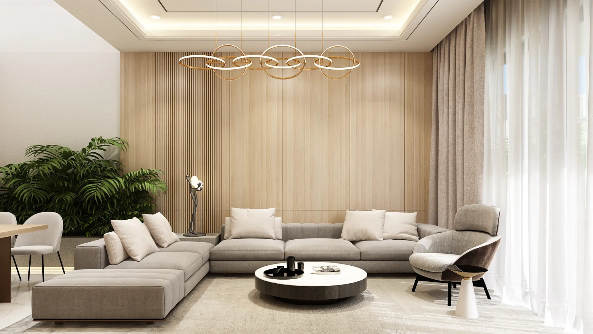 không gian phòng khách biệt thự hiện đại