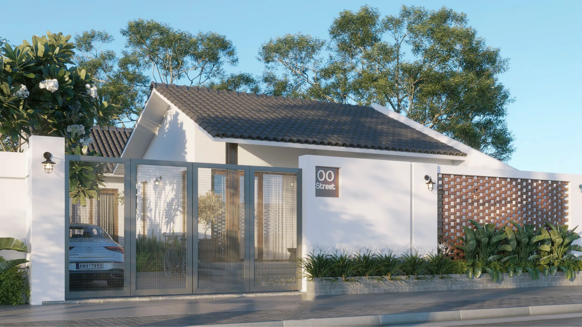 mẫu nhà cấp 4 hiện đại có sân vườn thanh tao