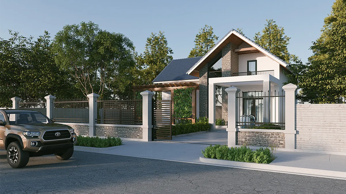nhà cấp 4 mái thái đẹp ở nông thôn