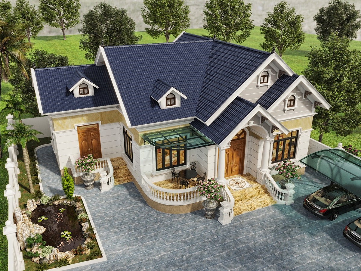 nhà cấp 4 mái thái tân cổ điển 3 phòng ngủ 1