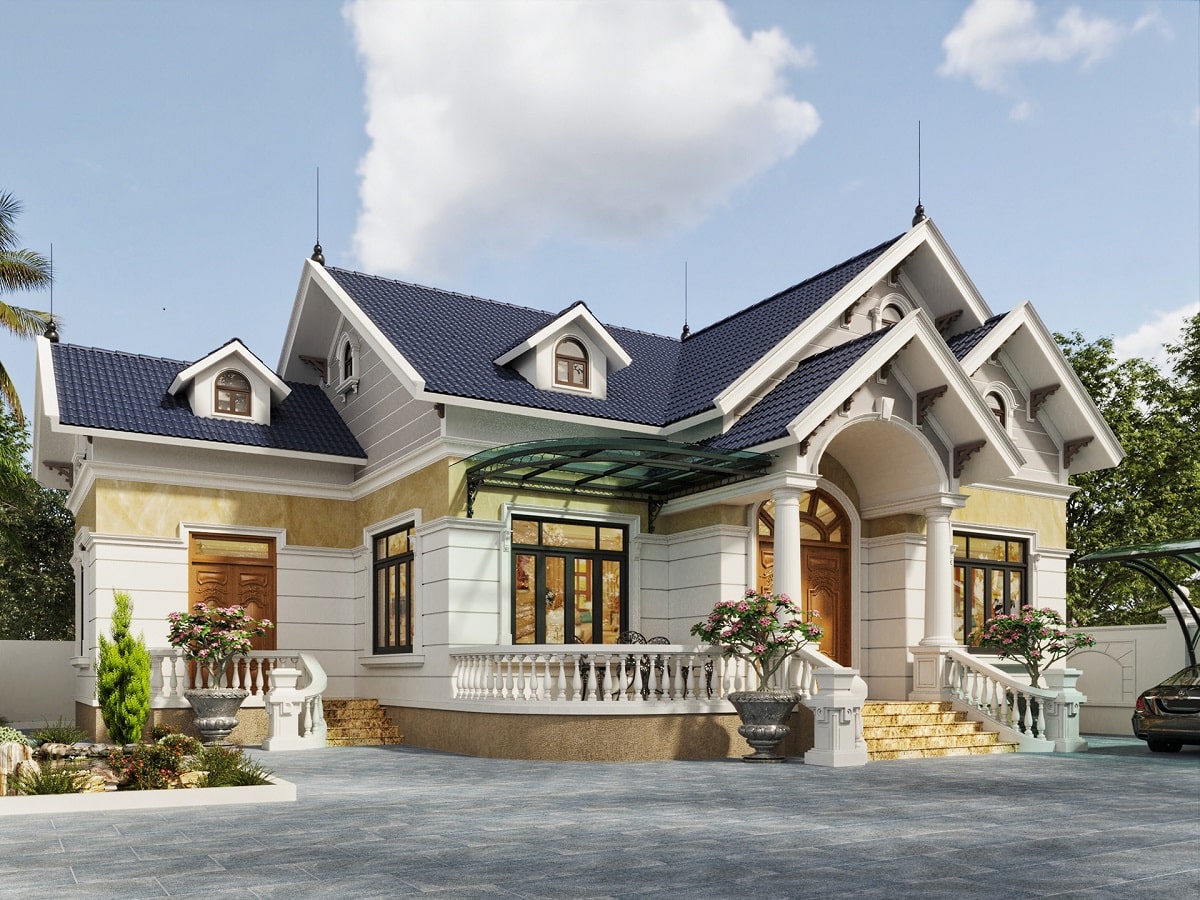 nhà cấp 4 mái thái tân cổ điển 3 phòng ngủ 2